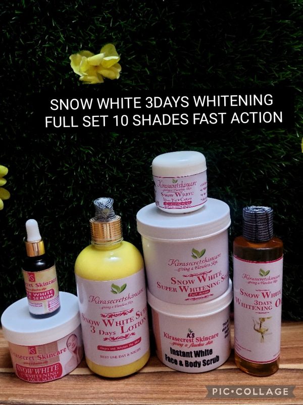 SNOW WHITE 3DAYS WHITENING FULL SET 15SHADES VERY STRONG WHITENING,It whiten and clear darkspot out of the Skin 2.4kg