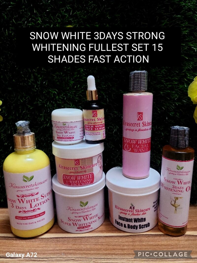 SNOW WHITE 3DAYS WHITENING FULLESS SET 15SHADES VERY STRONG WHITENING,It whiten and clear darkspot out of the Skin 2.8kg