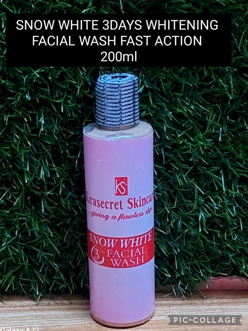SNOW WHITE 3DAYS WHITENING FACIAL WASH 15shade VERY STRONG WHITENING It Clear Blemishes,darkspot,Redness and Whiten the face 200ML