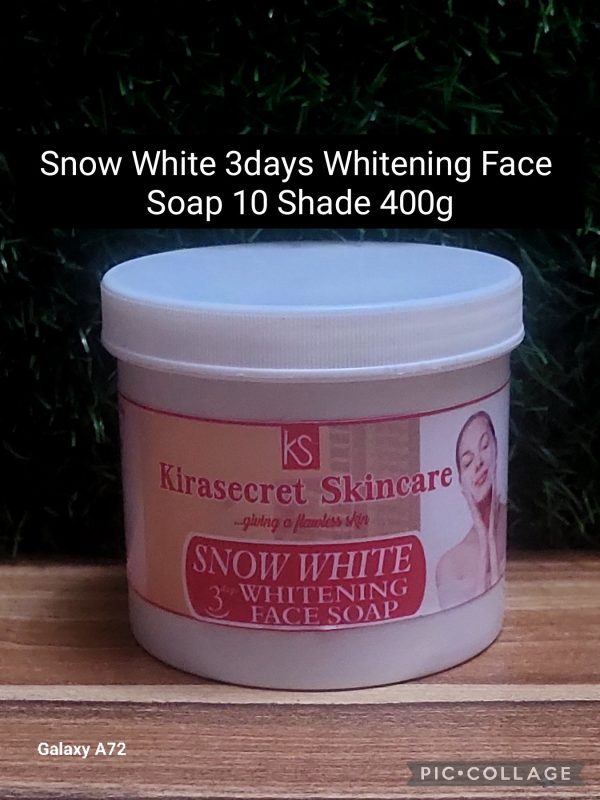 SNOW WHITE 3DAYS WHITENING FACE SOAP 15shade VERY STRONG WHITENING It Clear Blemishes,darkspot and Whiten the face 400g