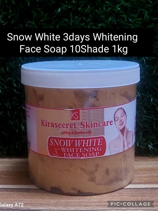 SNOW WHITE 3DAYS WHITENING FACE SOAP 15shade VERY STRONG WHITENING 1kg It Clear Blemishes,darkspot and Whiten the face