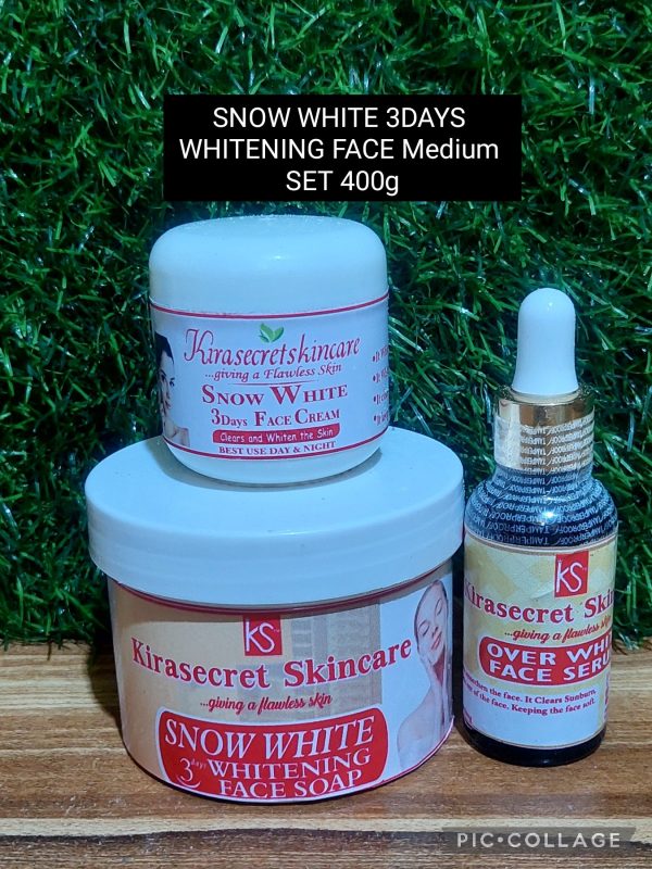 SNOW WHITE 3DAYS WHITENING FACE Medium SET 15SHADE VERY STRONG WHITENING 400g TO clear Blemishes,darkspot and Whiten the face