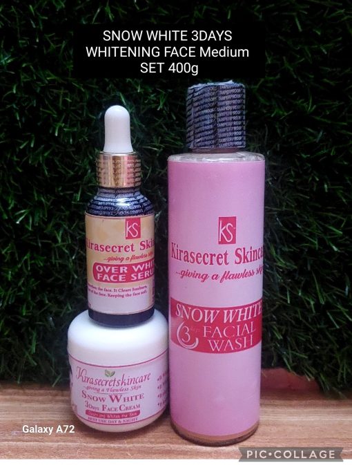 SNOW WHITE 3DAYS WHITENING FACE Medium SET 15SHADE VERY STRONG WHITENING 400g TO clear Ble,darkspot and Whiten the face