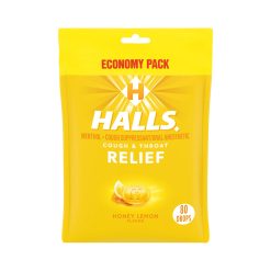 HALLS Relief Honey Lemon Cough Drops, Economy Pack, 80 Drops