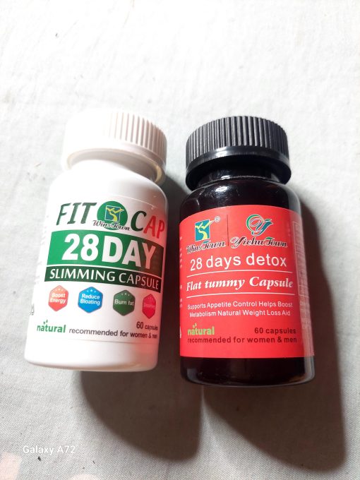 28 DAYS SLIMMING CAPSULE & 28 DETOX FLAT TUMMY CAPSULE 60 CAPSULE 400g Fat burner very Effective