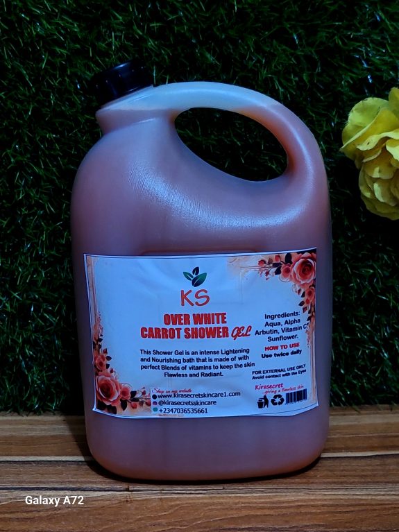 OVER WHITE STRONG WHITENING CARROT SHOWER GEL SUPER EFFECTIVE 5 LITRE