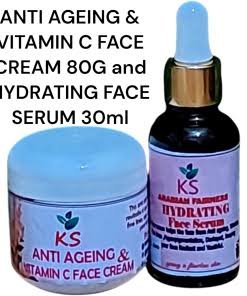 ANTIAGEING VITAMIN C FACE CREAM 80G and HYDRATING FACE SERUM 30ML to Clear Wrinkles,Premature Ageing