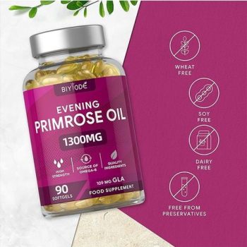 EVENING PRIME ROSE OIL SUPPLEMENT 1300mg
90 SOFTGEL SUPPLEMENT 109g For Youthful,Glow and White Skin