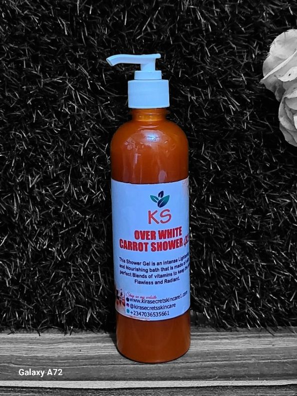 OVER WHITE STRONG WHITENING CARROT SHOWER GEL SUPER EFFECTIVE 500ML It Whiten and keep your Skin Flawless