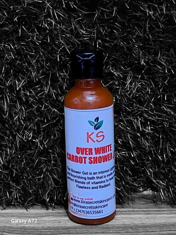 OVER WHITE STRONG WHITENING CARROT SHOWER GEL SUPER EFFECTIVE 250ML It Whiten and keep your Skin Flawless