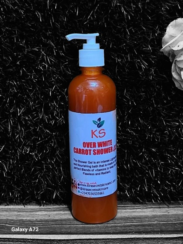 OVER WHITE STRONG WHITENING CARROT SHOWER GEL SUPER EFFECTIVE 1 LITRE It Whiten and keep your Skin Flawless