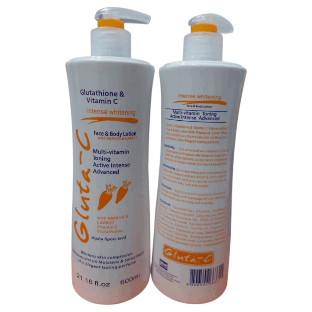 GLUTA C GLUTATHIONE & VITAMIN C INTENSE WHITENING FACE & BODY LOTION with PAPAYA CarrotAlpha ARBUTIN 600ML