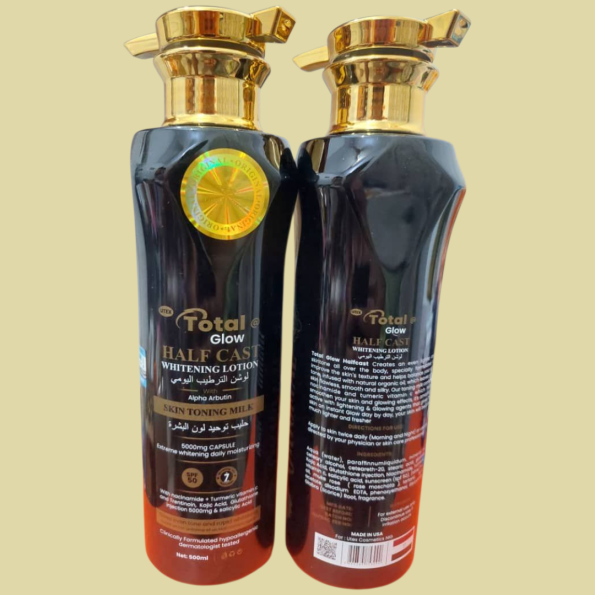 TOTAL GLOW HALFCAST WHITENING LOTION with ALPHA ARBUTIN VITAMIN C,GLUTATHIONE SKIN TONING MILK 500ML